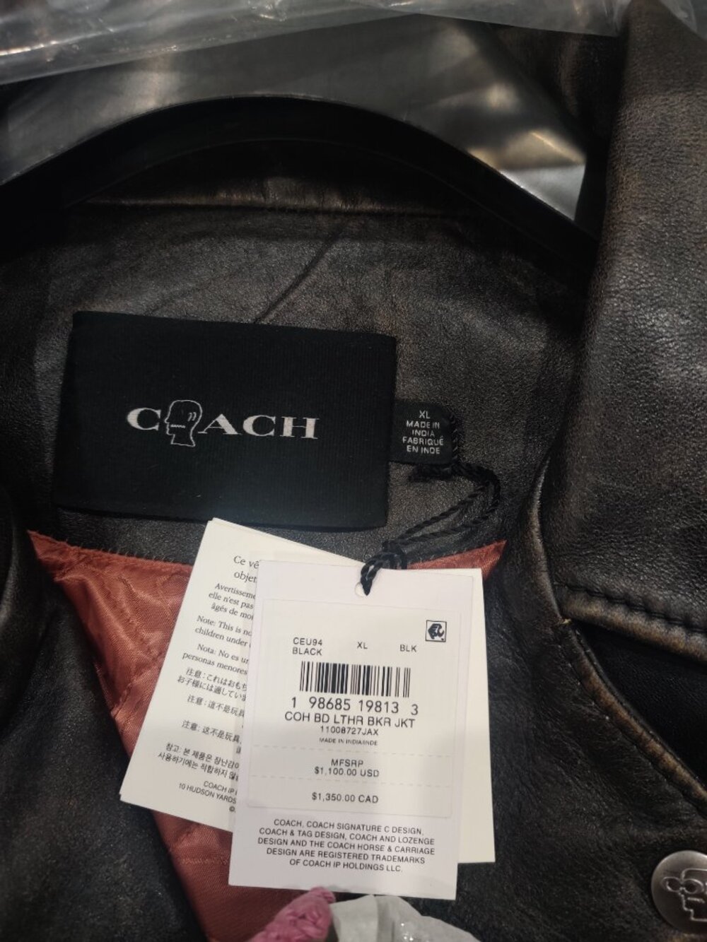 Coach x Brain Dead leather jacket size XL New UNISEX - Picture 4 of 5